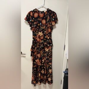 Floral Black and Orange Women's Dress